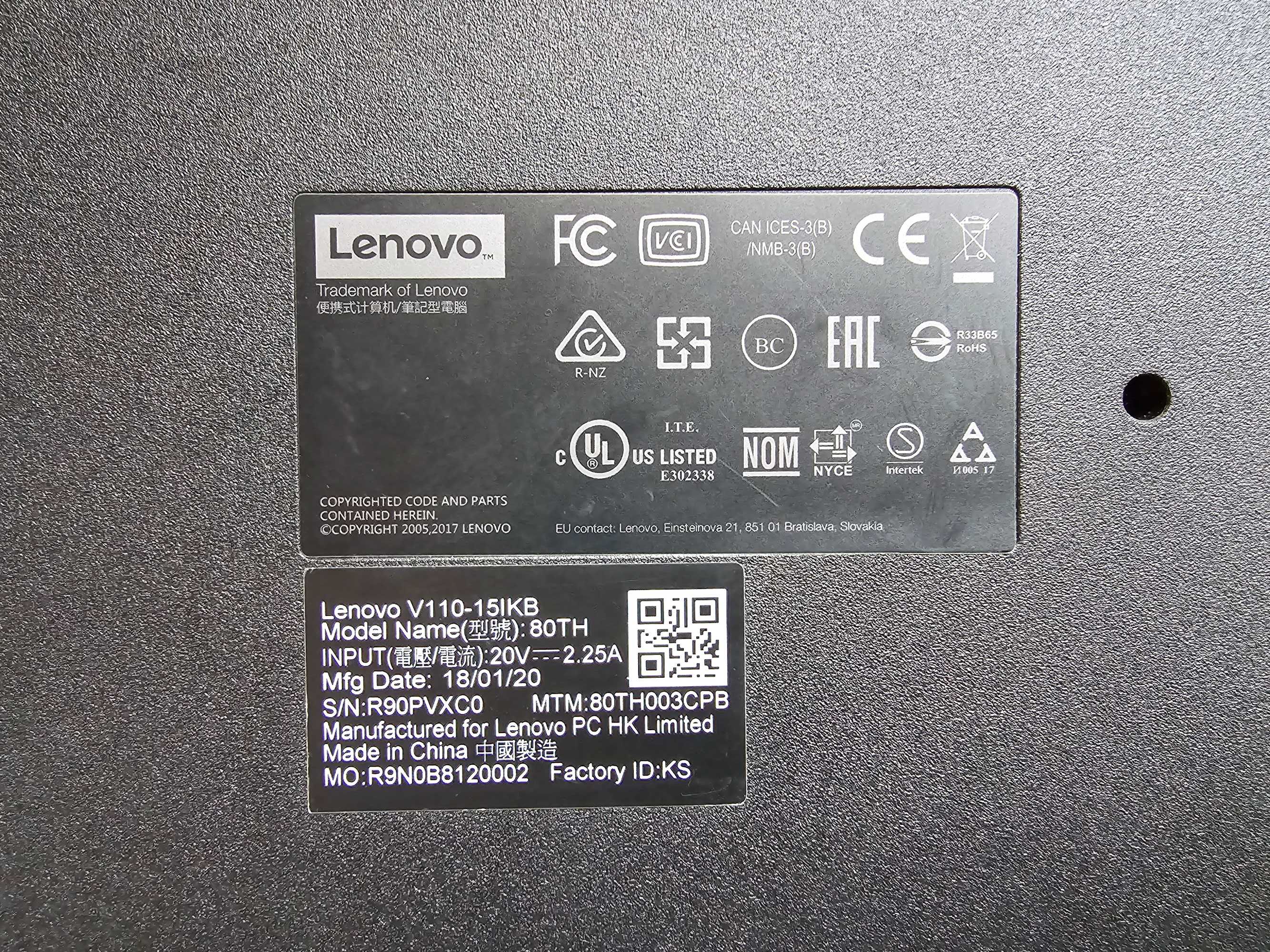 Lenovo V110-15IKB Core i5 7200U 8Gb RAM 240Gb SSD