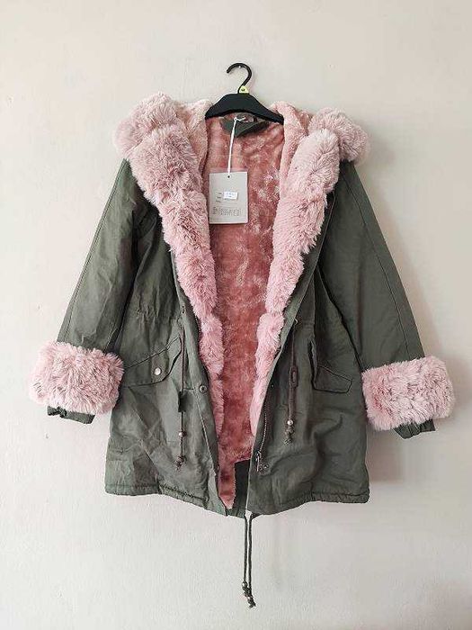 Kurtka parka khaki ocieplana