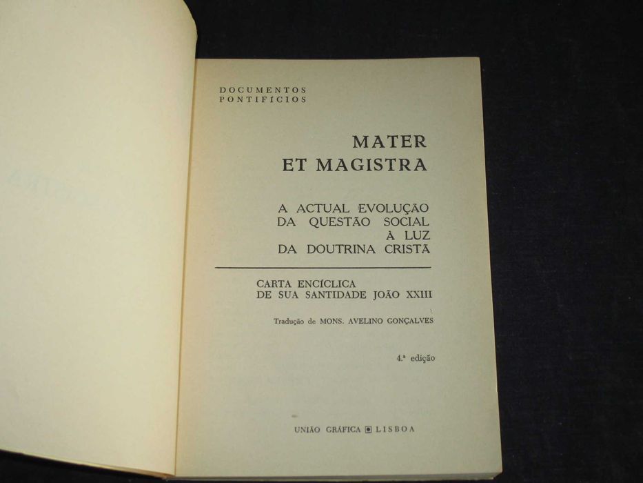 Livro Mater et Magistra Carta Encíclica de Sua Santidade João XXIII