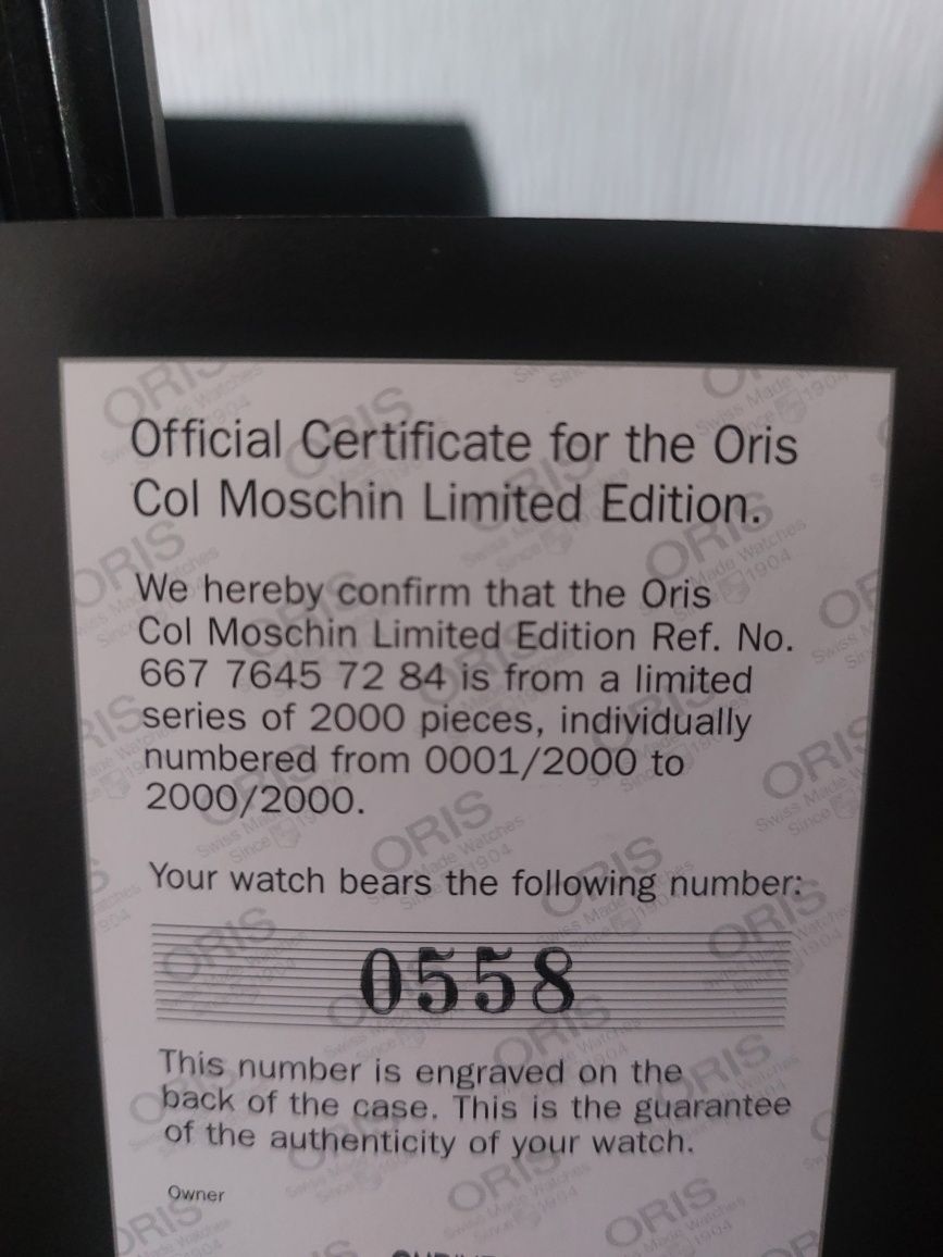 oris col moschin limited edition