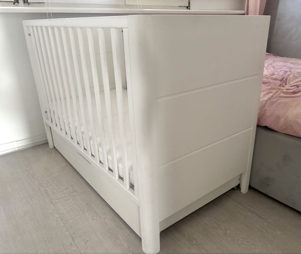 Łóżeczko drewniane 120 x 60 woodies niemowlęce dla dziecka dostawka