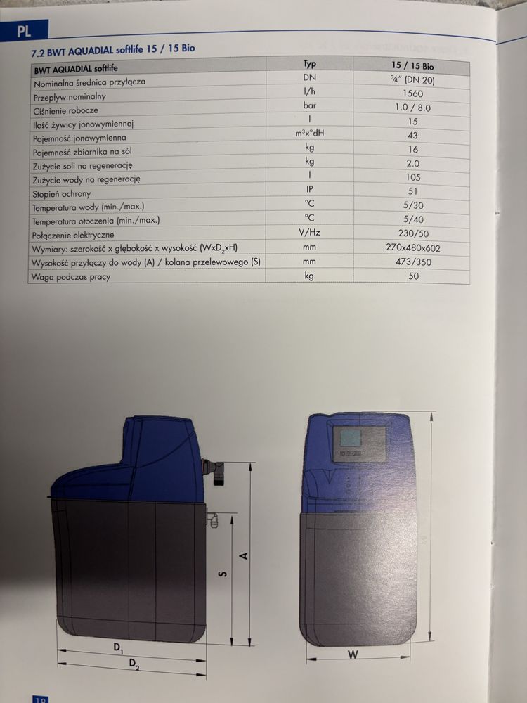 Zmiękczacz wody bwt aquadial softlife 15