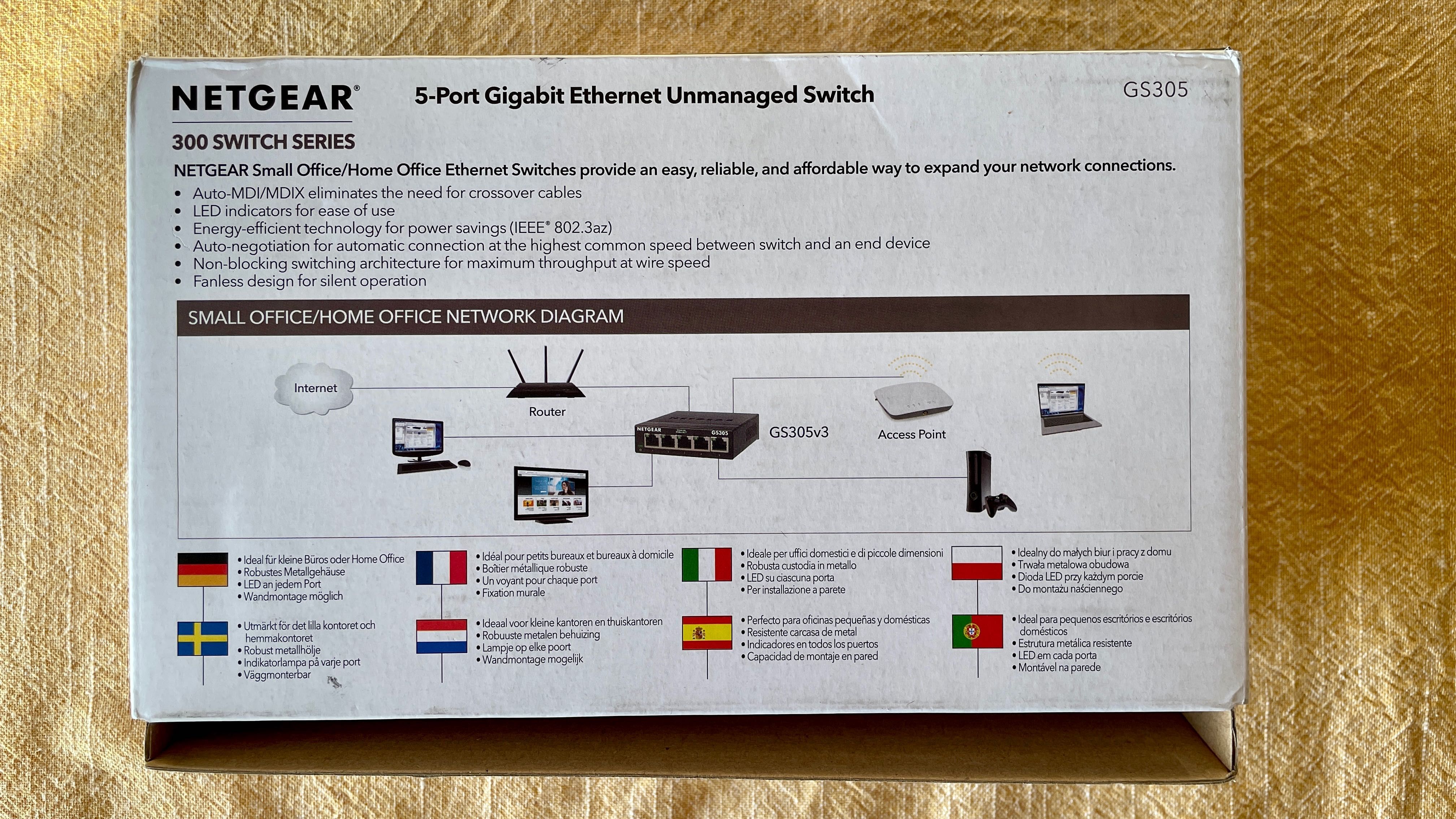 NETGEAR Switch de rede Gigabit Ethernet de 5 portas (GS305)