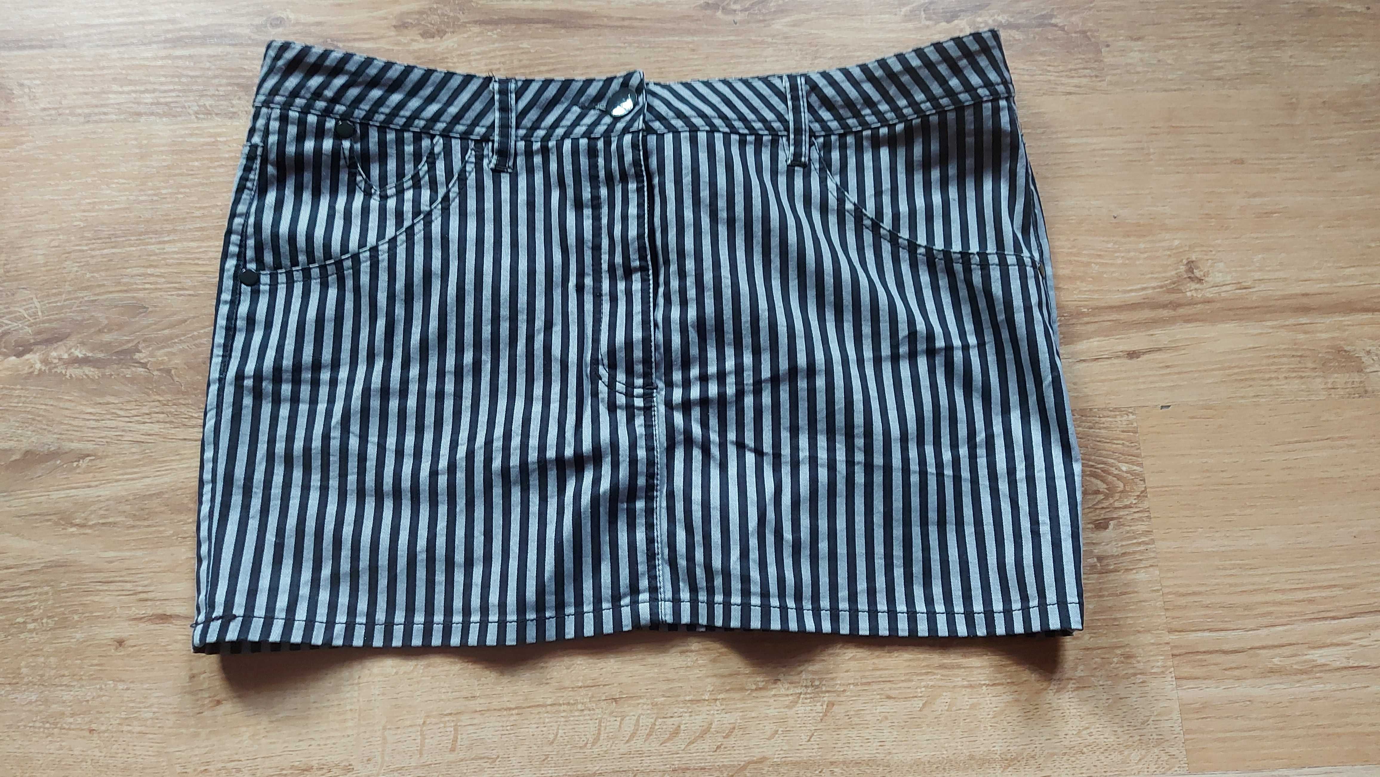 Szara mini spódniczka w paseczki H&M