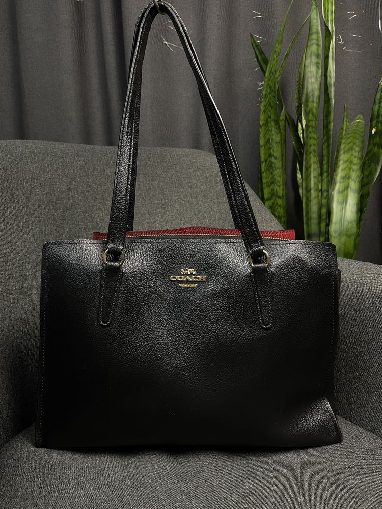 Оригінальна шкіряна сумка coach tatum carryall bag