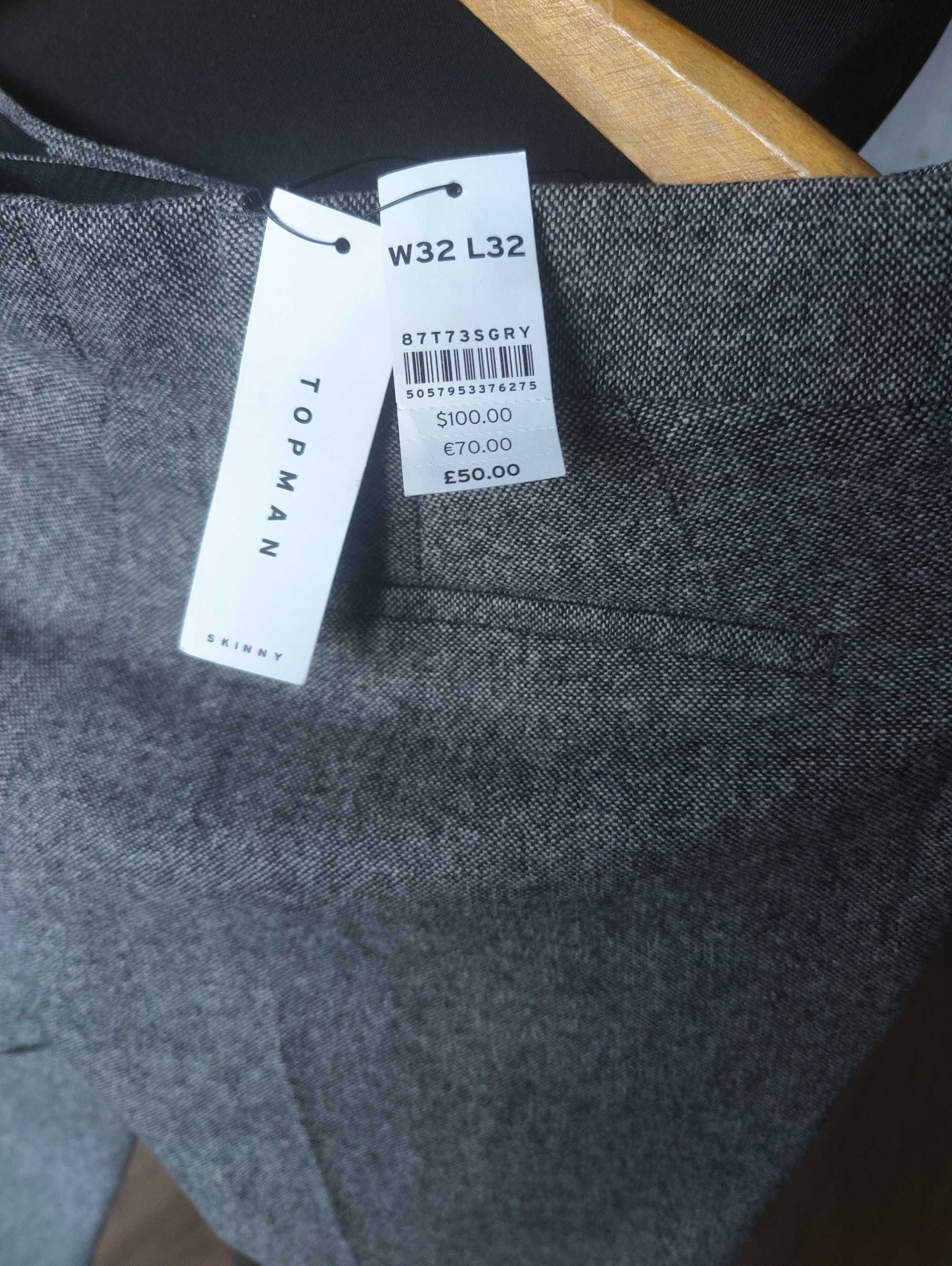 Джинсы брюки TopMan wool trousers Англия w32 grey.