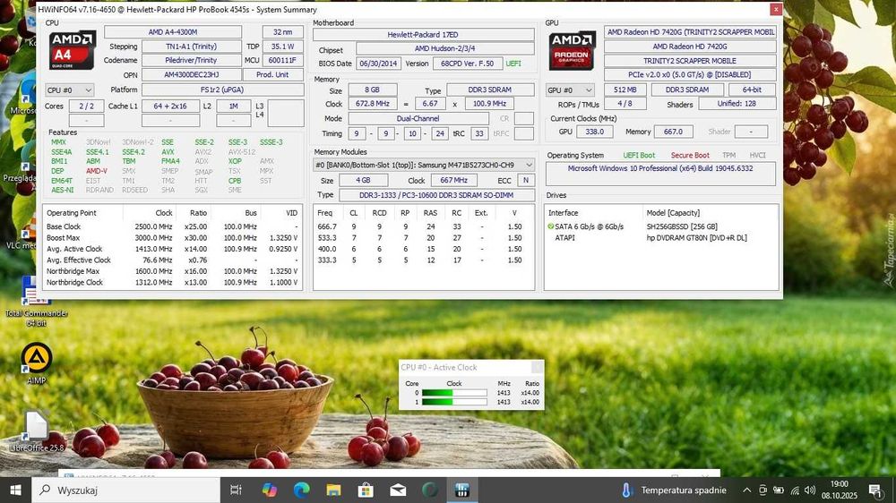 TANIO HP ProBook AMD A4/8GbDDR/256SSD/Radeon 7420G/BateriaOK