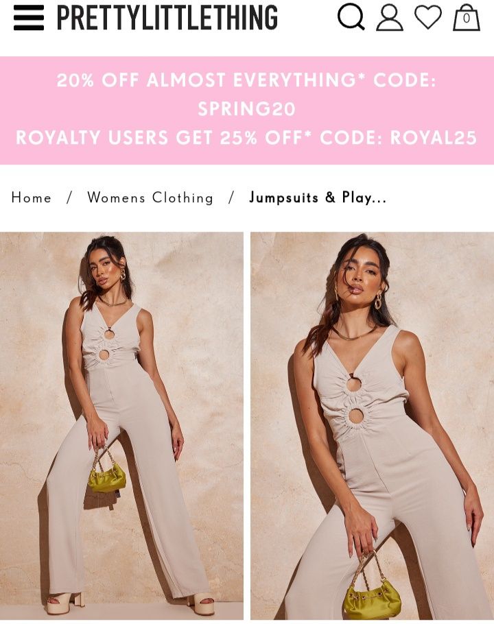 PrettyLittleThings 34r efektowny kombinezon szerokie nogawki