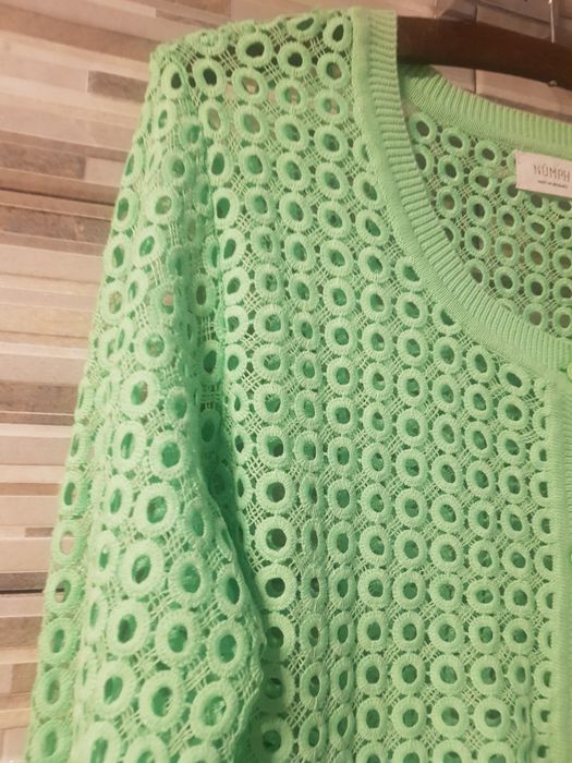 Sweter na guziki azurkowy kardigan do sukienki mieta  Numph r m