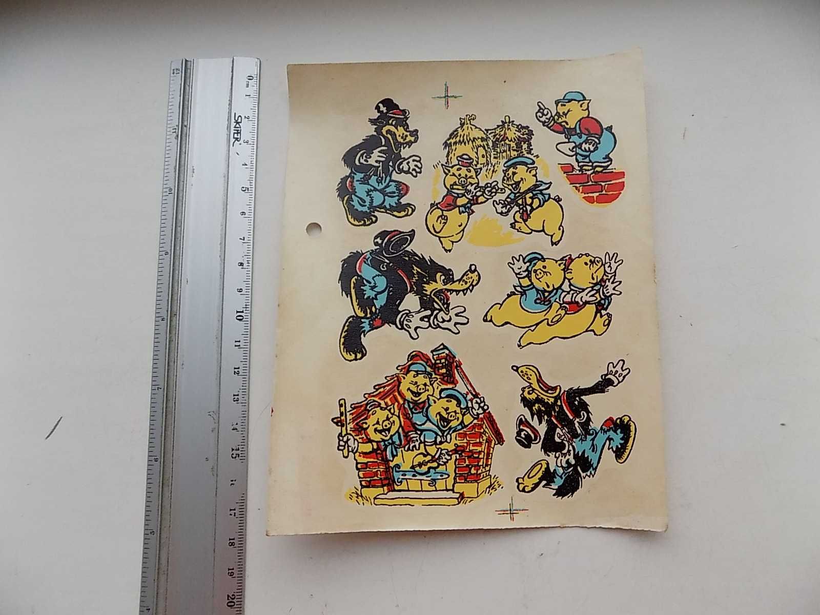 Детские наклейки переводилки СССР Сдвижные картинки Герои детских книг