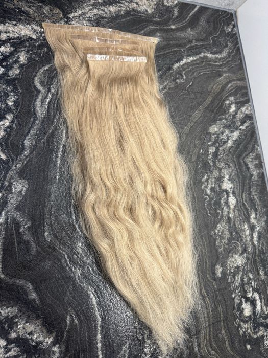 Wlosy narualne najwyższej jakosci premium bio taśmy, falowane, blond