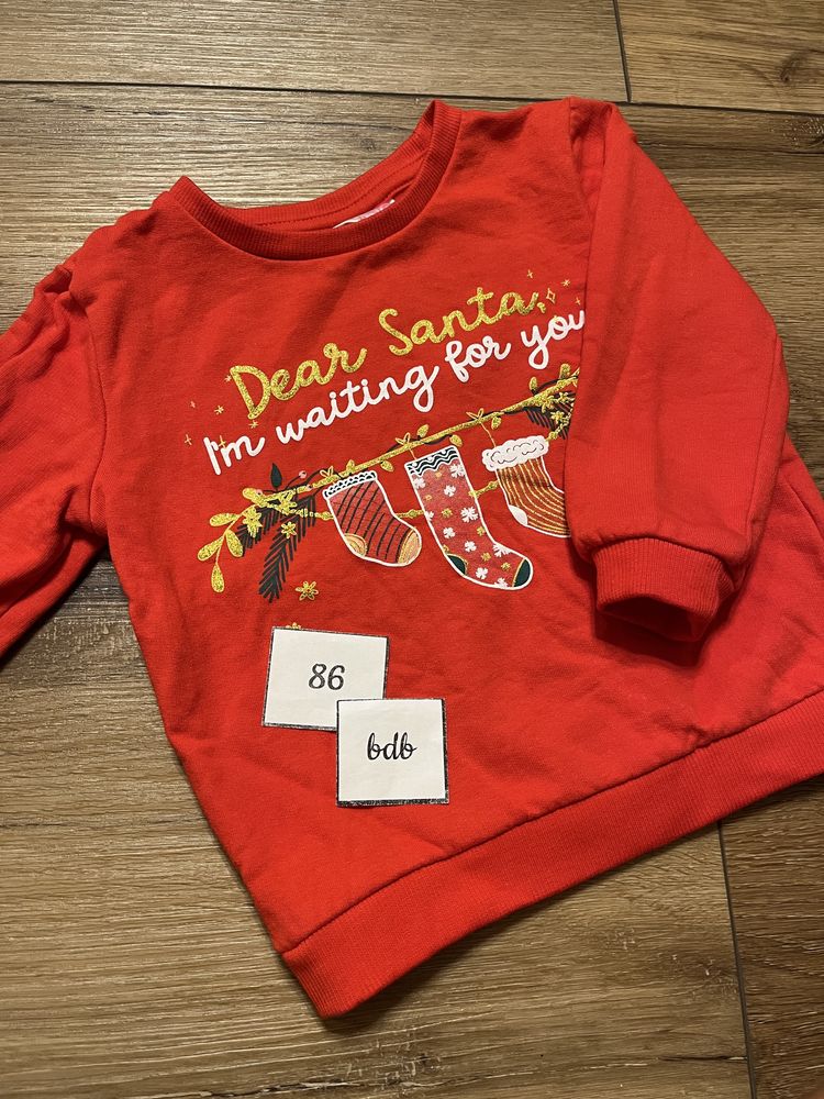 Bluza świąteczna 86 na Mikołaja gwiazdkę jak nowa