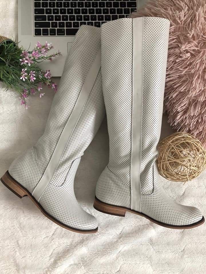Eleganckie kozaki letnie skóra naturalna kolory