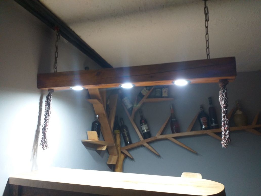 Lampa LED loftowa kantówka handmade