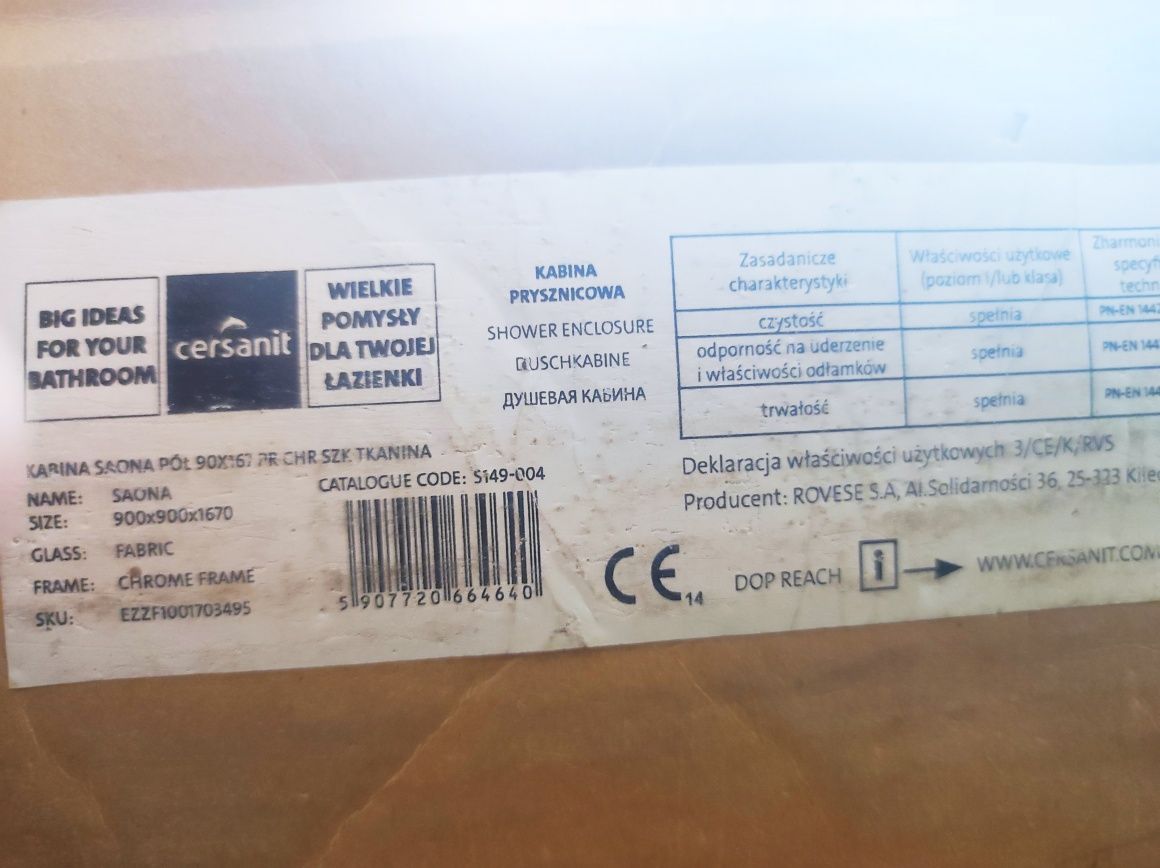 Szklana kabina prysznicowa Cersanit Saona 90x90x167 cały komplet