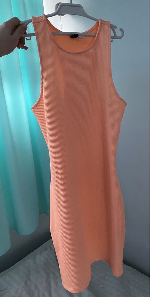 prążkowana pomarańczowa sukienka H&M