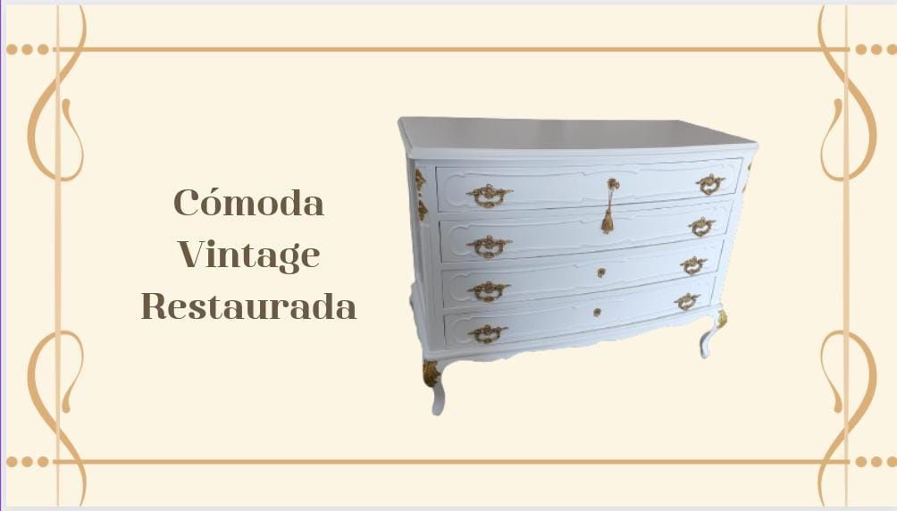 Comoda vintage Queen Anne, com processo de restauração