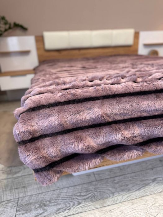 Акція 3 дні!Шикарное Покривало плед Королівська Шиншила кролик смужка