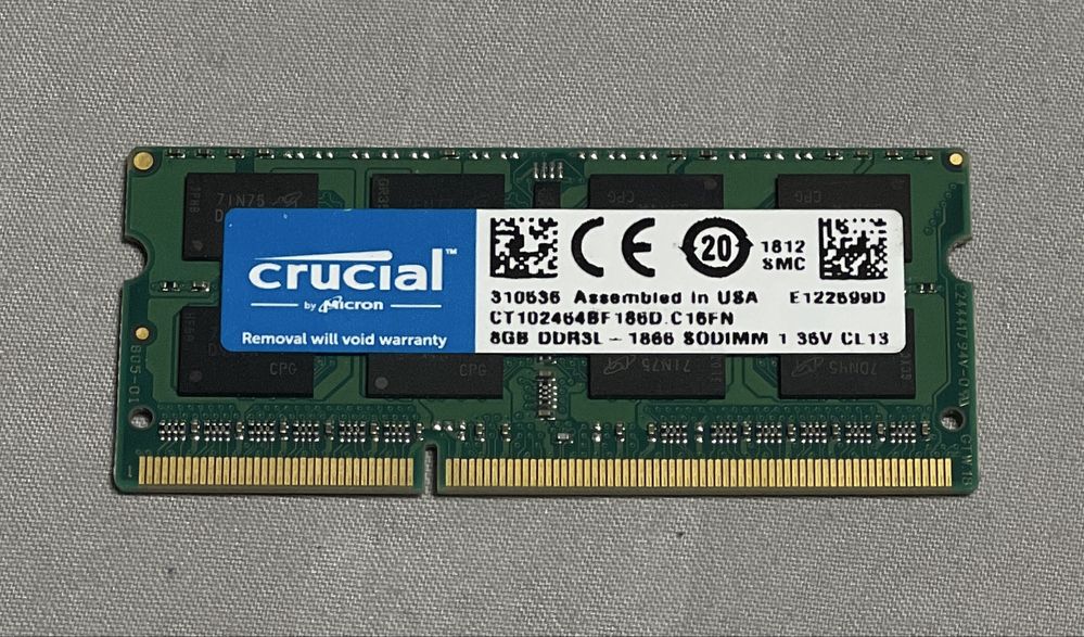 Пам'ять Crucial 8GB SO-DIMM DDR3L 1866MHz (CT102464BF186D)