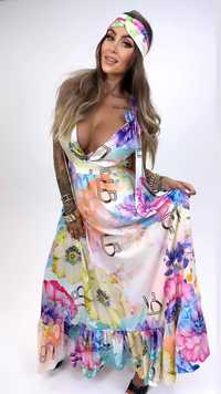 Piękna sukienka letnia mix kolorów Lola bianka