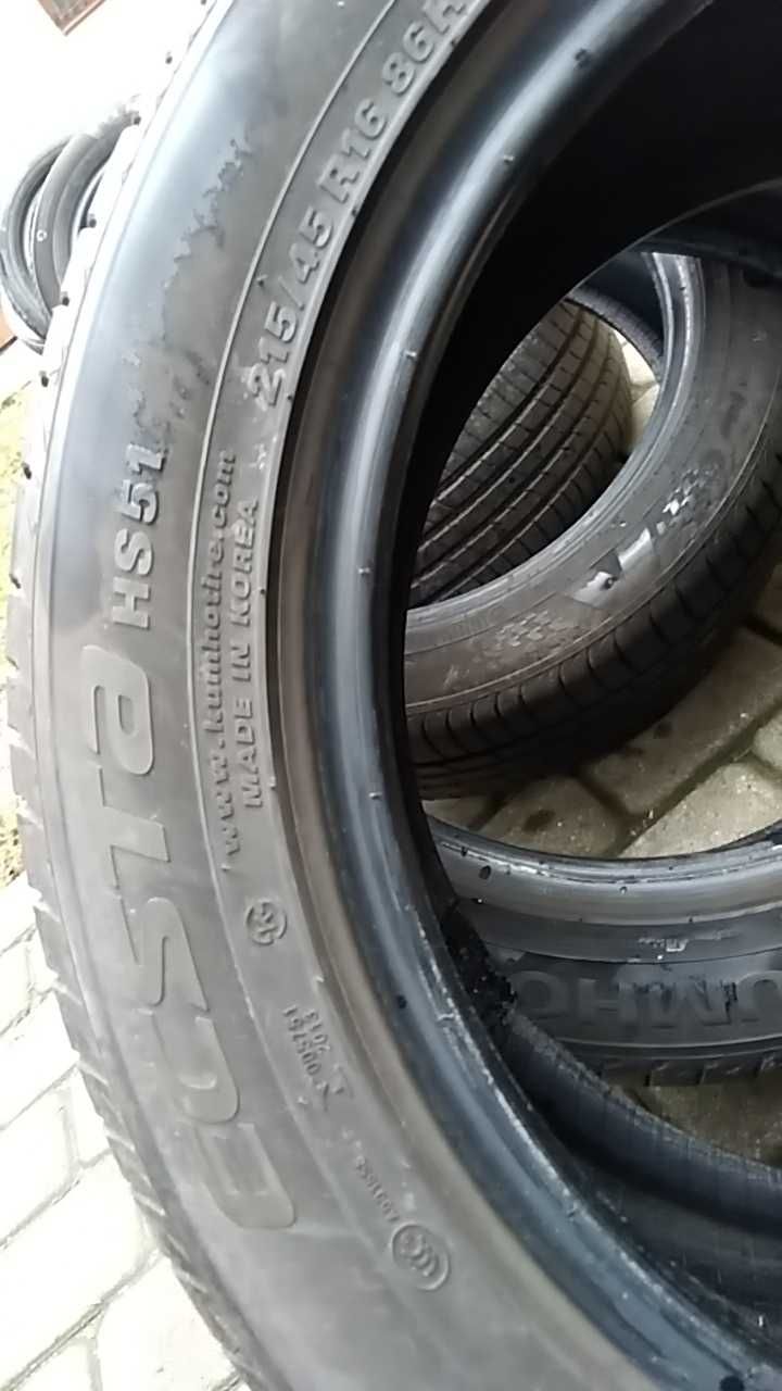 opony jak NOWE 4 szt .215/45/16 86 H Kumho