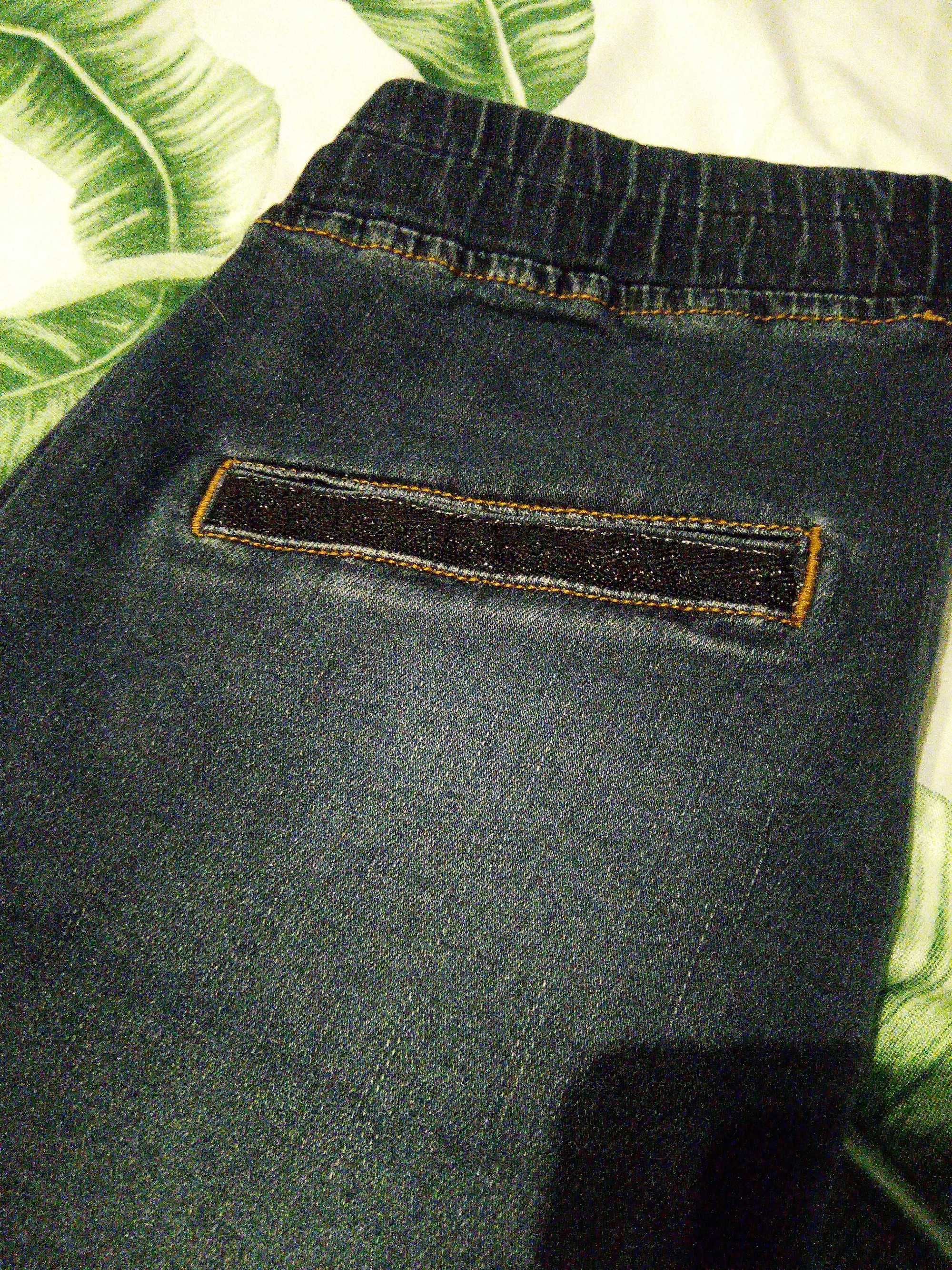 Jeansy jogger klasyczne brokat przetarcia street