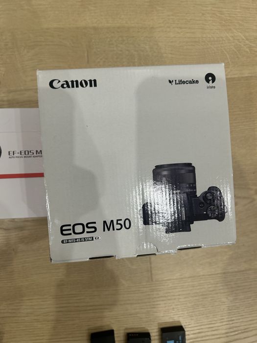 Canon m50 3 baterie + adapter + torba +  inne