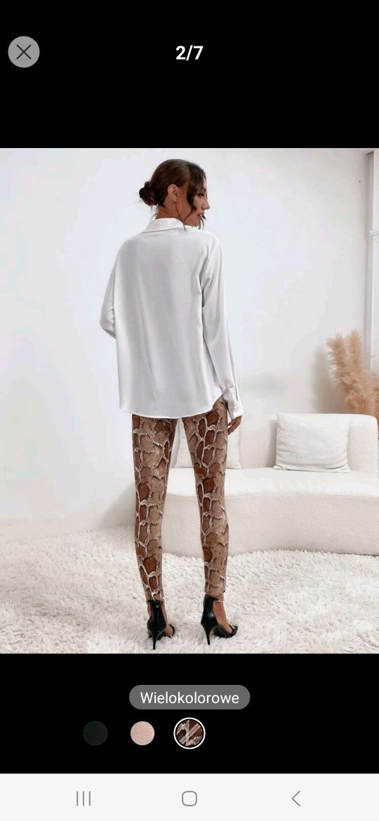 Nowy komplet damski elegancki do biura koszula legginsy spodnie 36