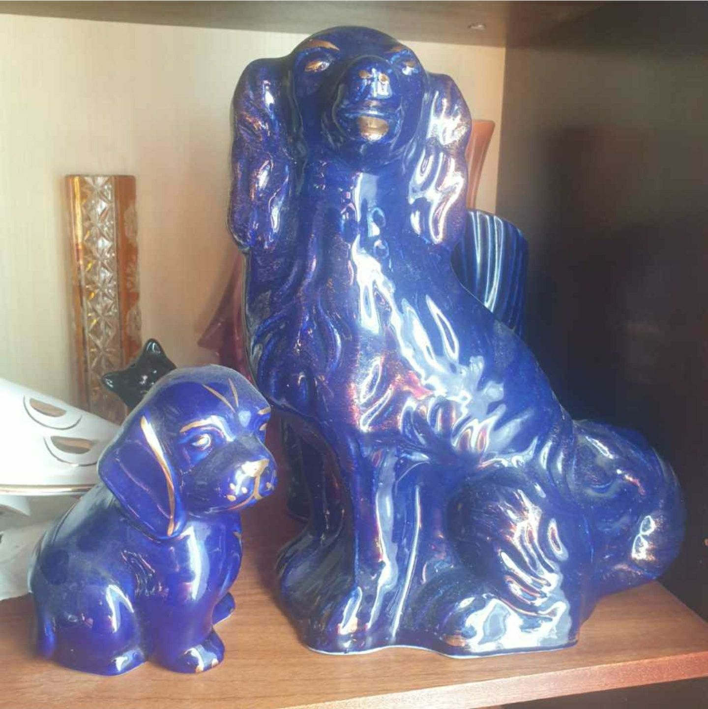 Figurka dog, pies spaniel porcelana kobalt Germany