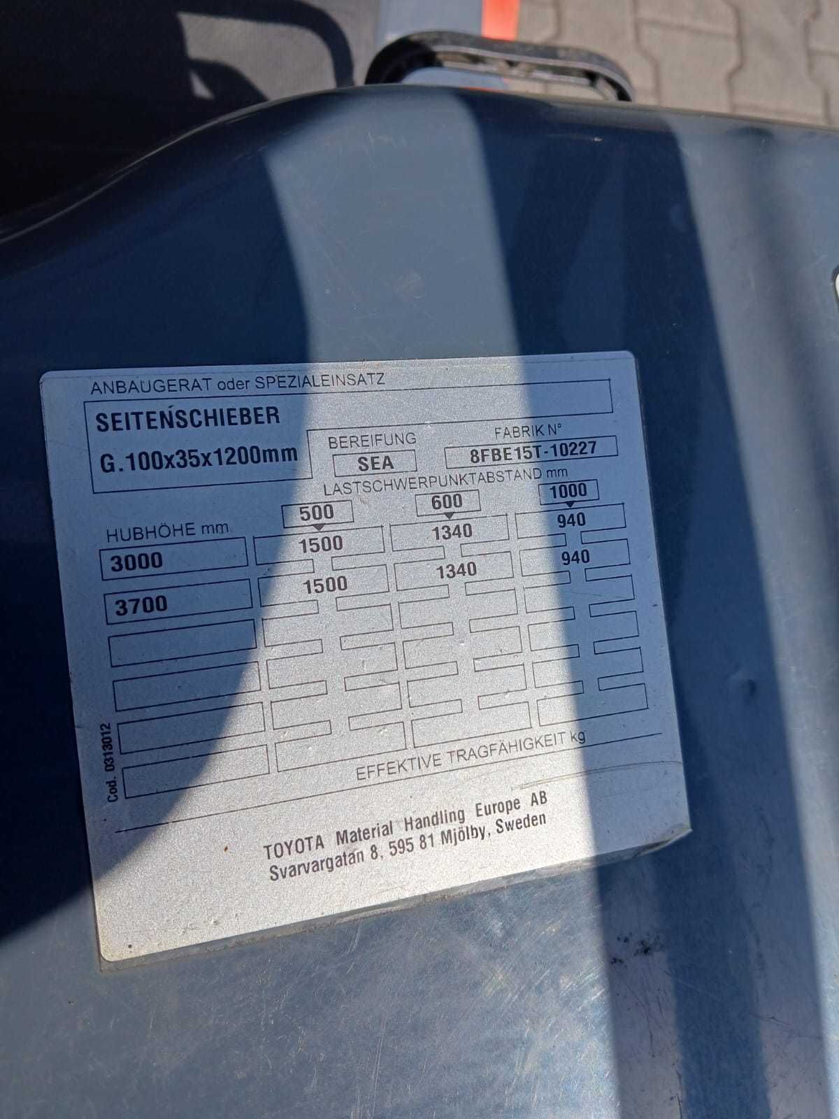 Wózek widłowy TOYOTA 8FBE15T z ładowarką, 2016r, S015066