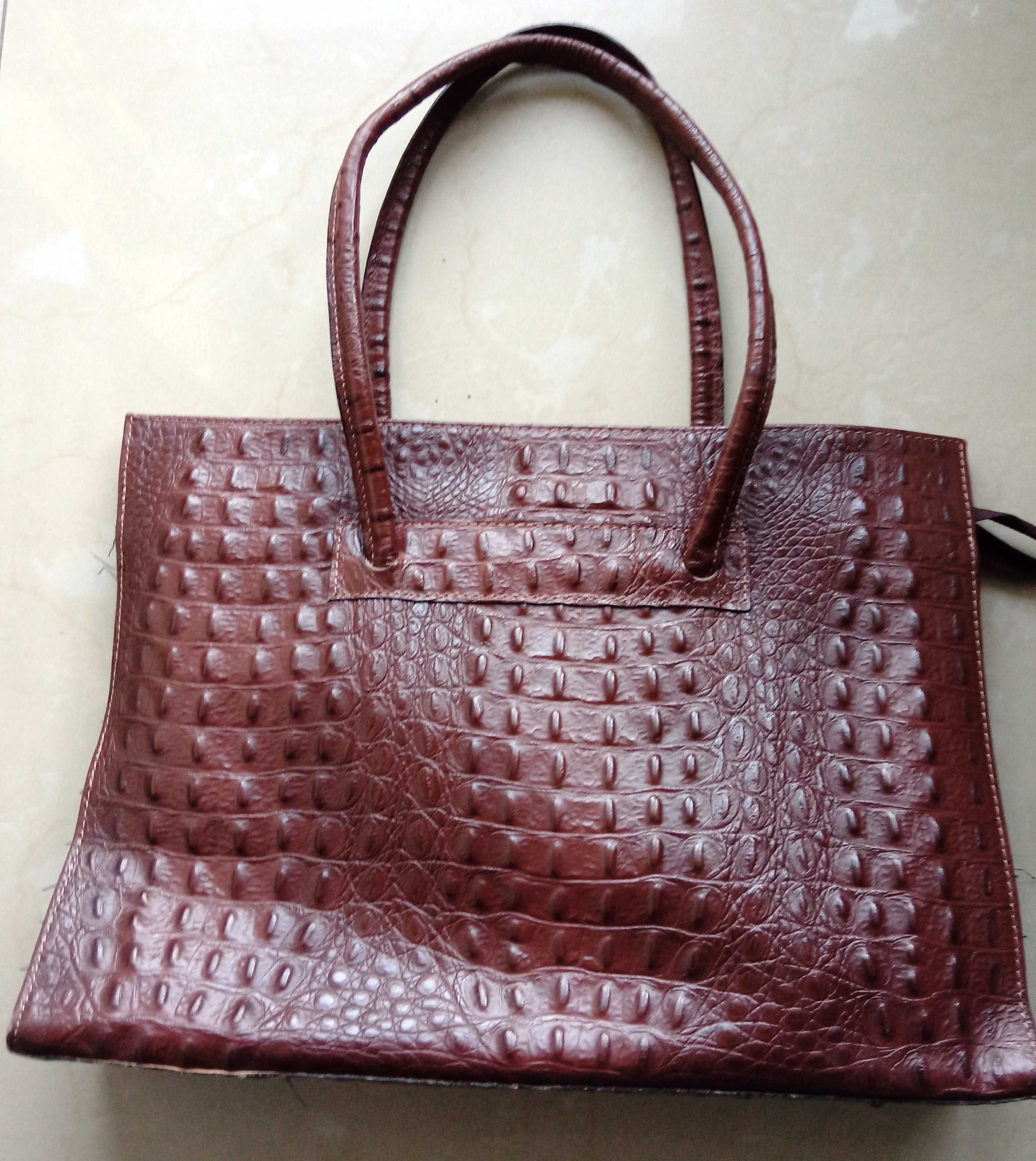 Genuine Leather torebka Italy skóra naturalna  kroko 29x40x9cm