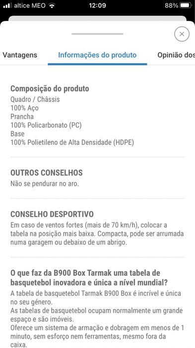 Tabela Basquetebol Tarmak B900