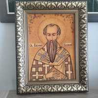 Ікона Василія Великого, бурштин