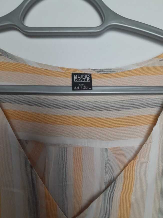 Morelowa koszula damska z rękawem 3/4 w paski Blind Date 2XL 44