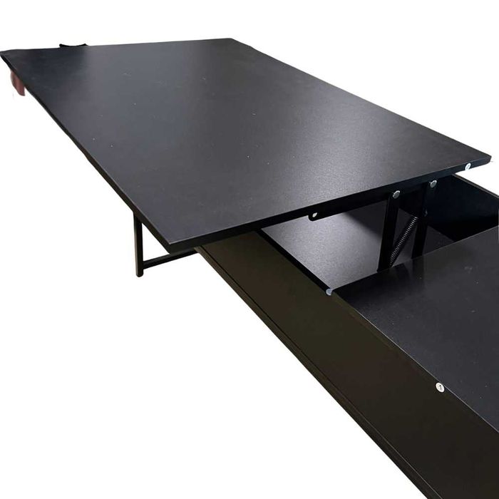 Stolik kawowy z podnoszonym blatem czarny loft nowoczesny praktyczny