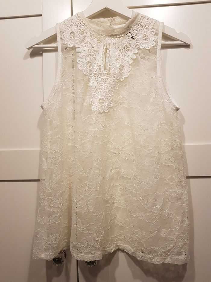 Biała, koronkowa bluzeczka M, H&M