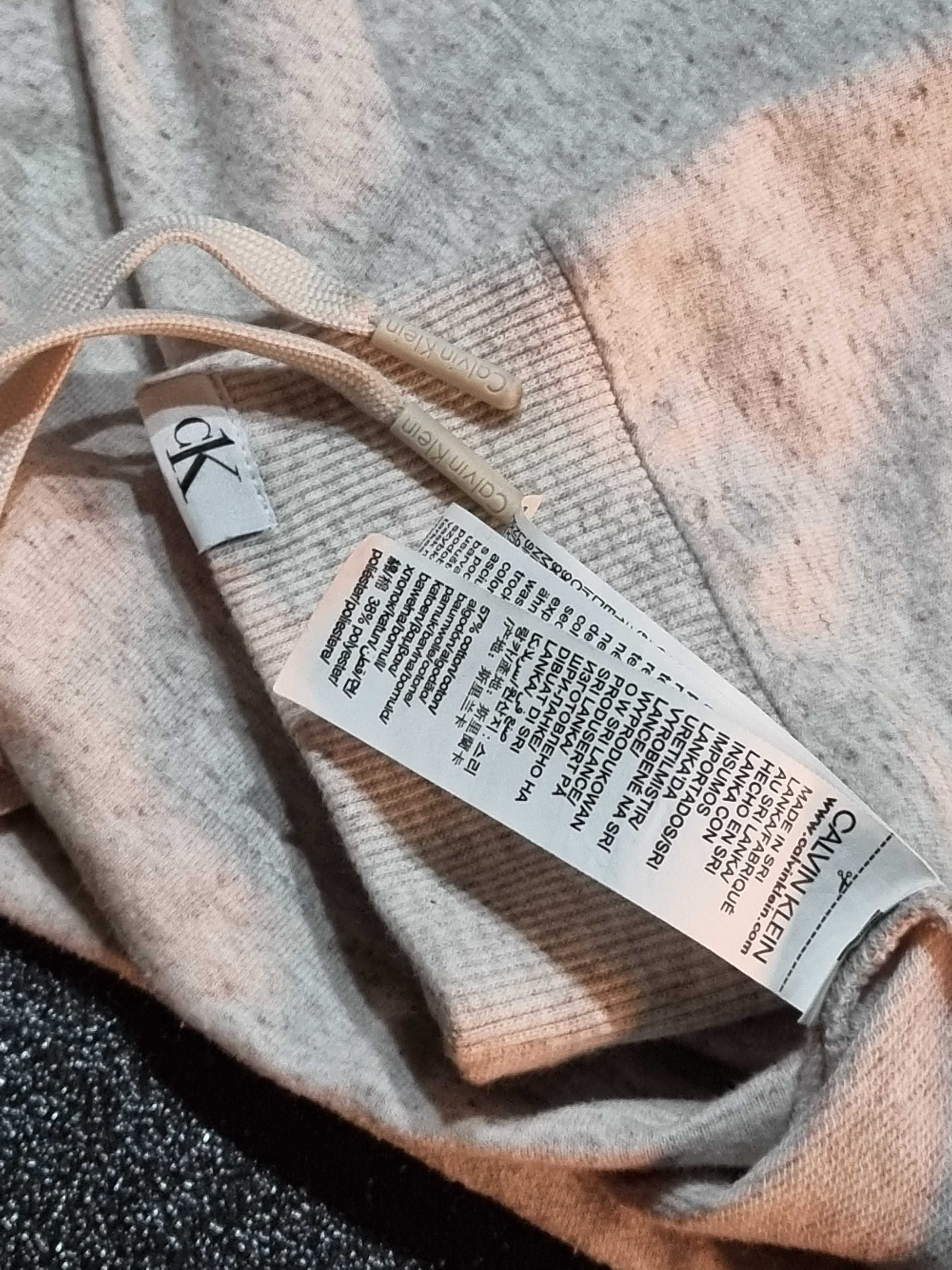 Nowa bluza Calvin Klein, krótka, wiązana, melange/szara, M (38)