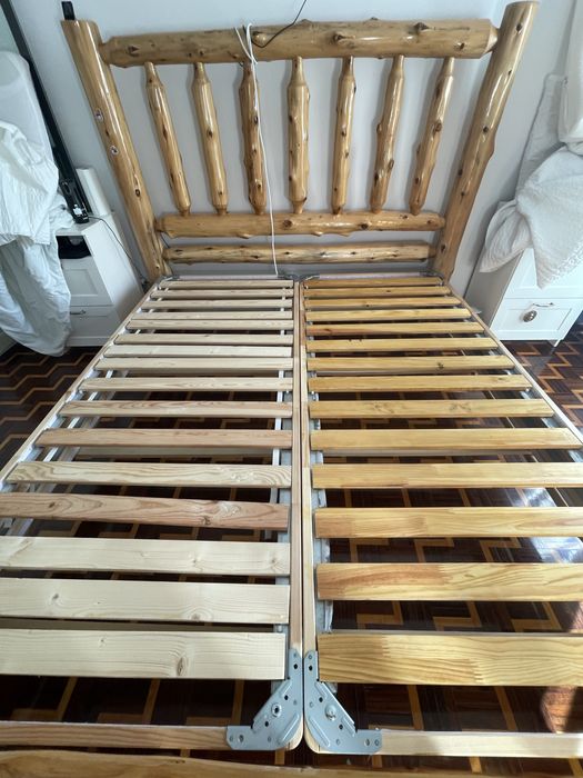 Estrutura de Cama King Size Amish Feita à Mão + Box IKEA