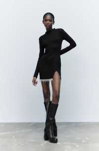 Sukienka mini Zara czarna z cyrkoniami rozmiar L