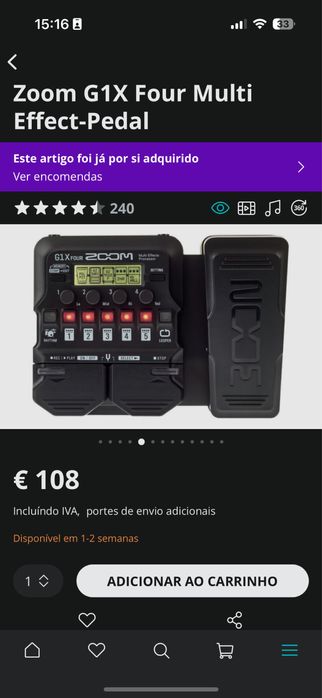 Fones Superlux HD-681 e multi effect pedal zoom G1X Four