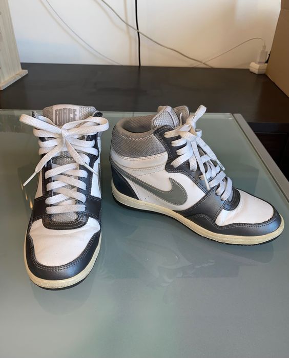 Nike Force Sky High Wedge White/Metallic Silver/Grey 38
