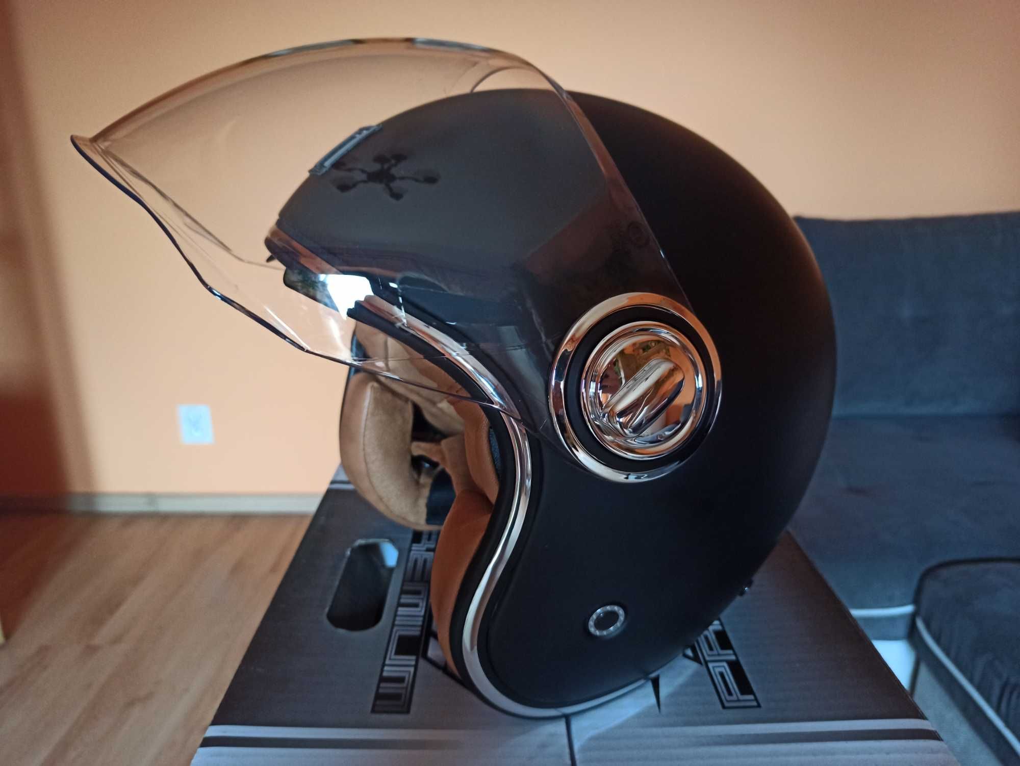 Kask otwarty Nox Premium czarny mat S