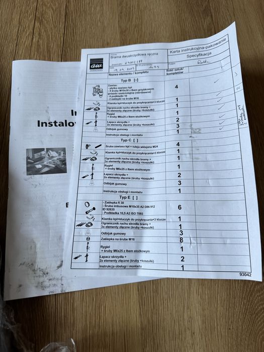 Wiśniowski brama dwuskrzydłowa ręczna akcesoria do bramy