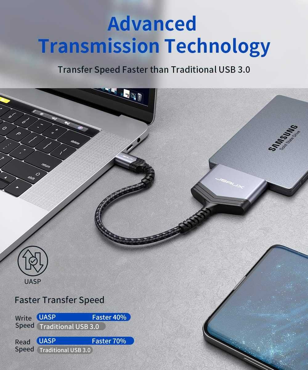 JSAUX Kabel SATA na USB C 3.1 do 2,5" SATA III adapter do dysków tward