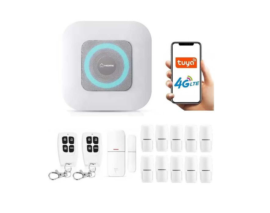 Bezprzewodowy Alarm Syrena Gsm Tuya Smart Po Polsku Na Kartę Sim+10pir