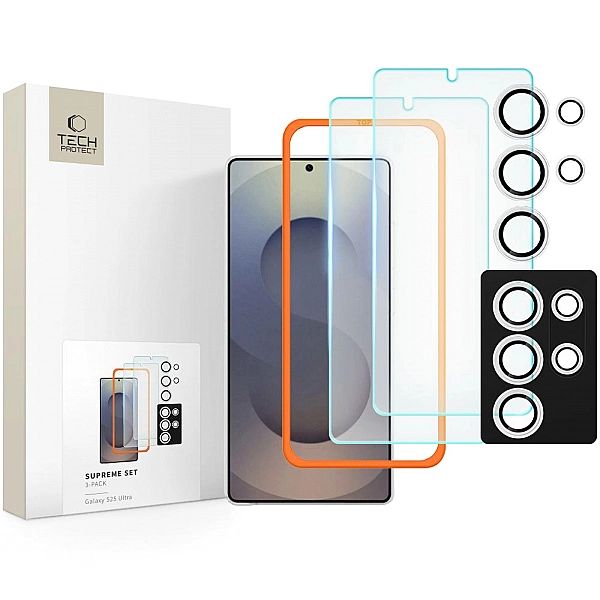 Szkło Hartowane Tech-Protect Supreme Set 3-Pack Galaxy S25 Ultra Clear