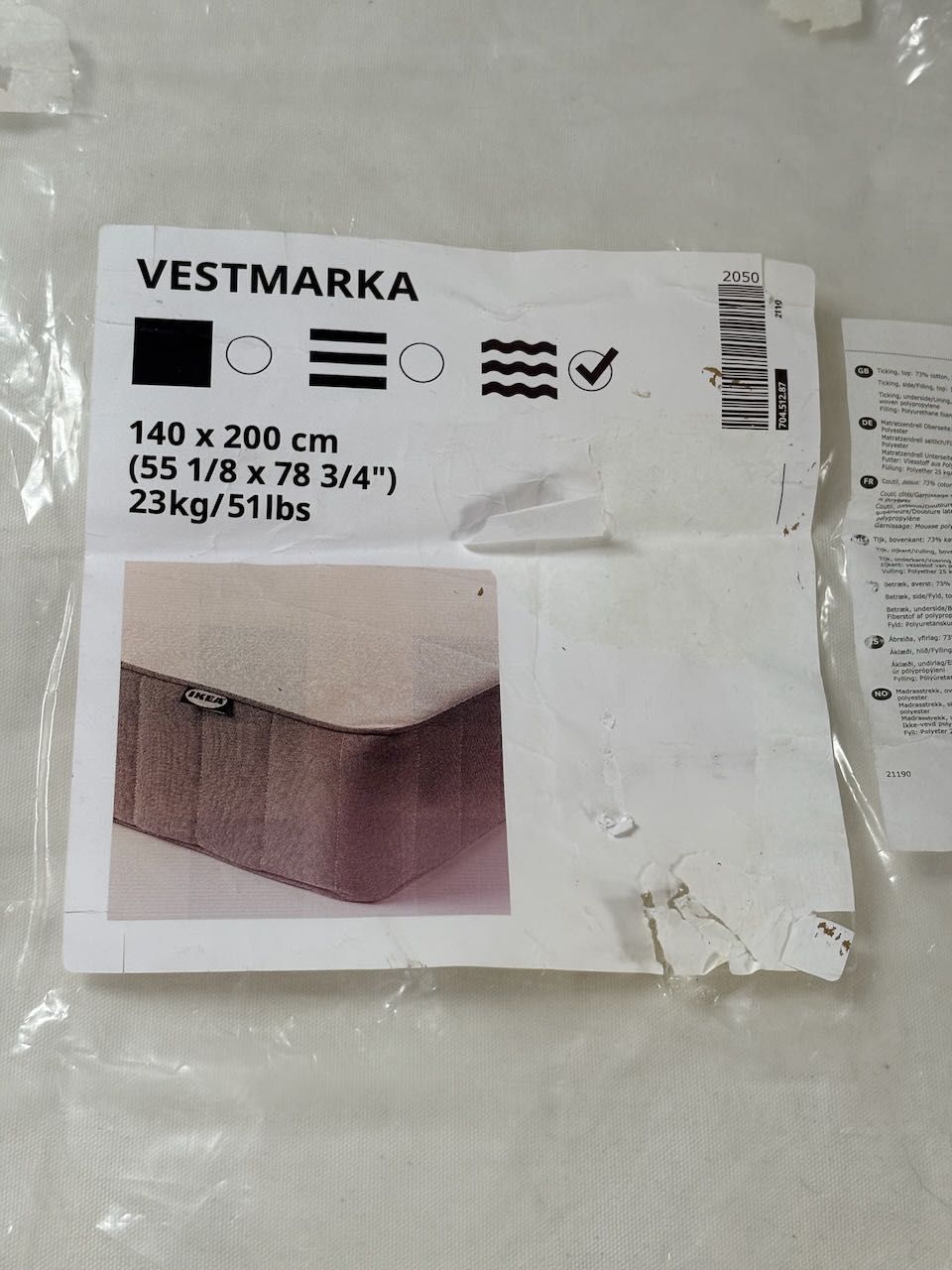 Materac Ikea Vestmarka 140x200