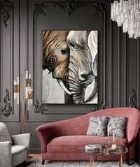 Картина маслом Слоны