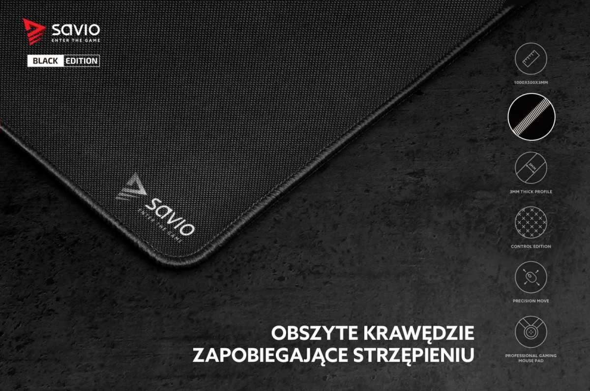 Savio Podkładka pod mysz 1000x500 Black Edition Precision Control XXL