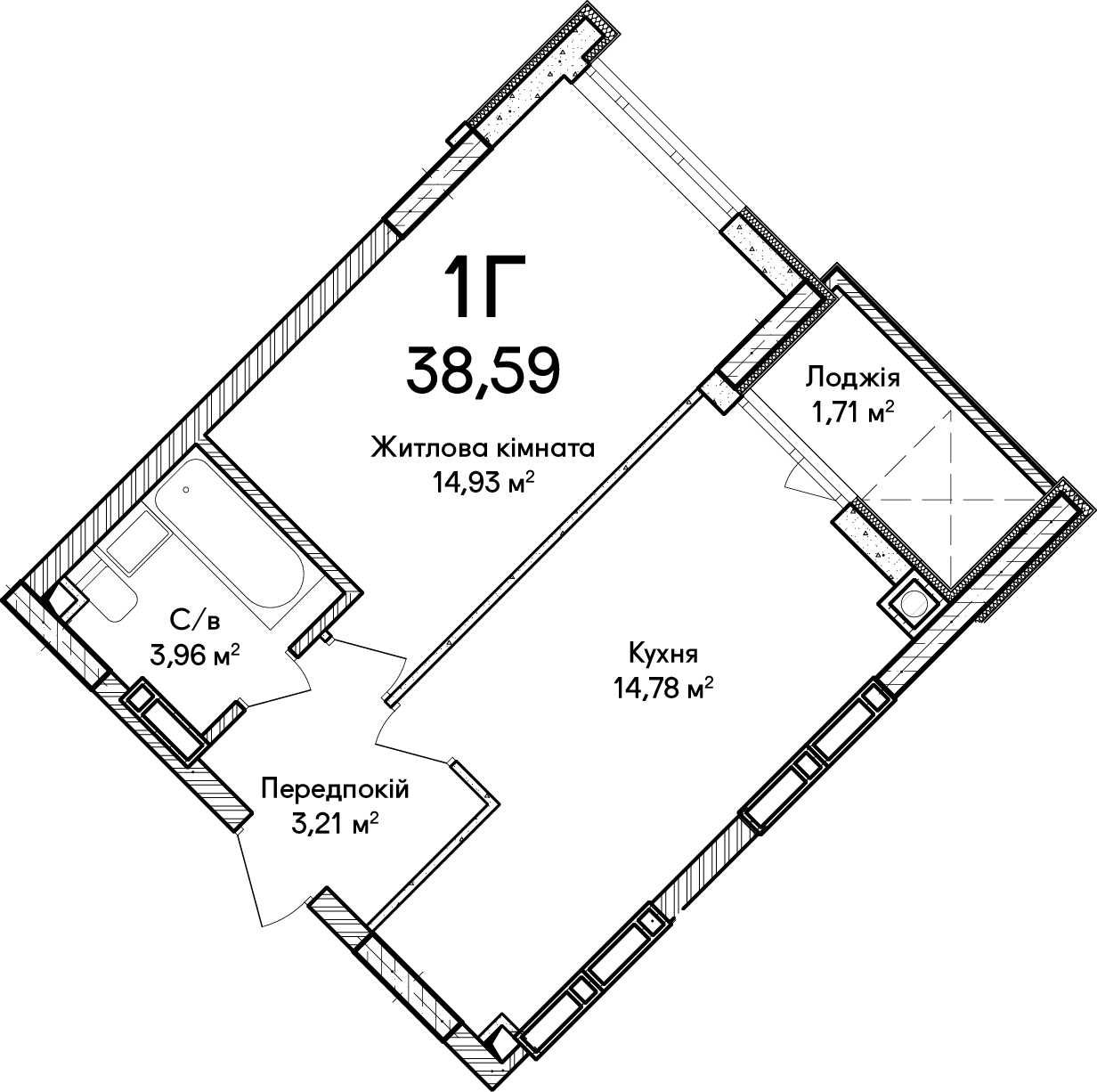 В продажі, 1к кв. 38.59м². Максимальне наповнення, є газовий котел!